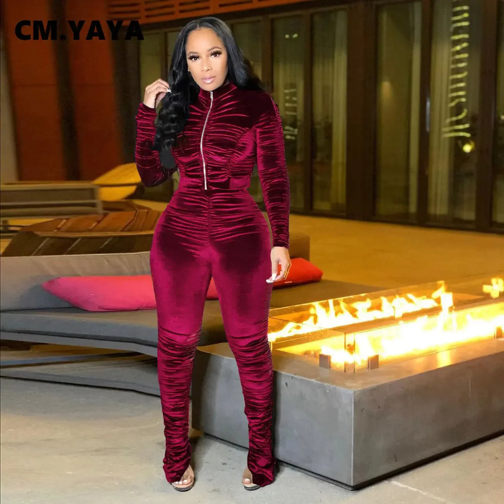 Velour stacked tracksuit set detail
