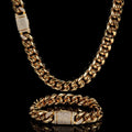 Big Starz 12mm Iced Clasp Cuban Chain — Steel
