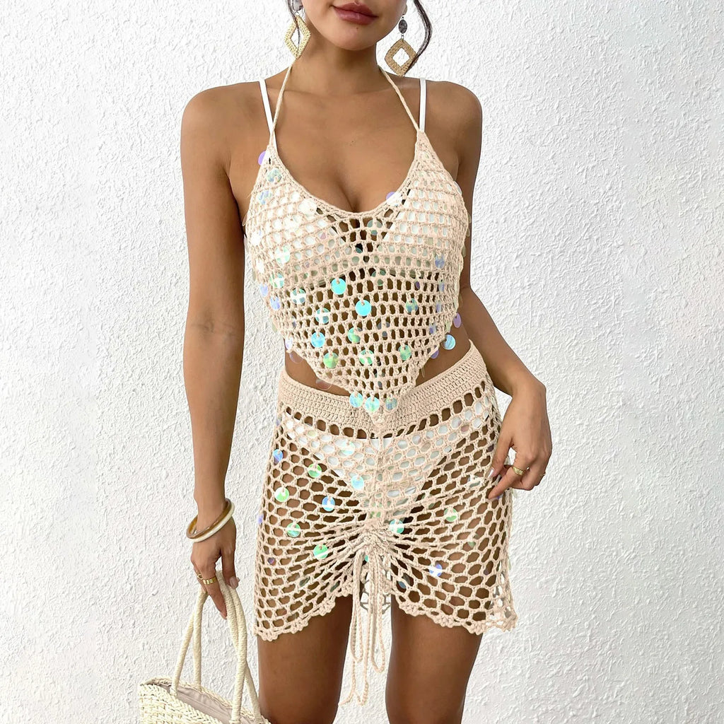 Miami Nights Hollow Out Crochet Bikini Two-Piece Cover — Women's