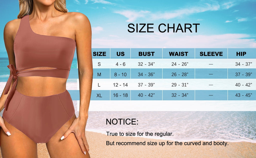 Sun Drip One Shoulder Bikini Sets High Waisted — Women's