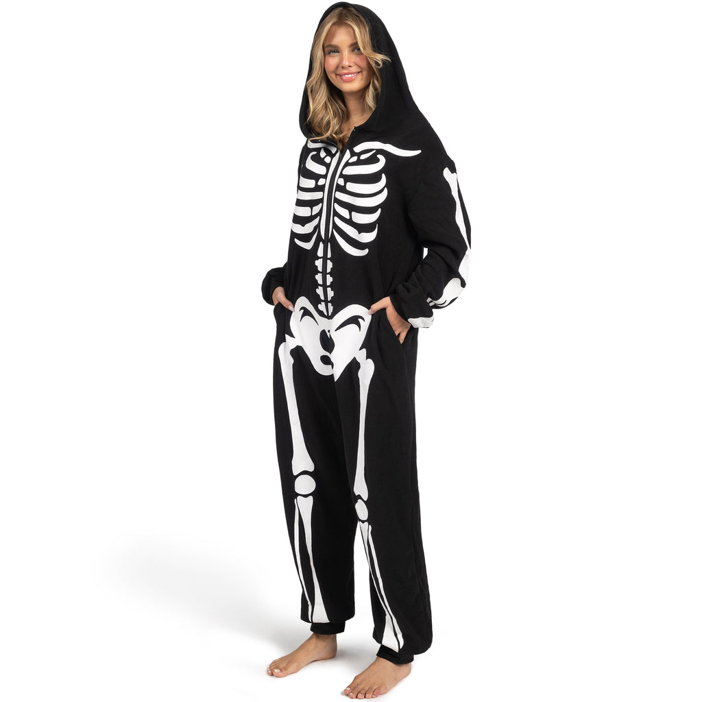 Midnight Hour Adult Skeleton Costume for Women Hooded