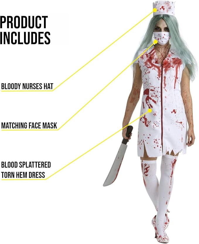 Wicked Zombie Nurse Costume White — Women's