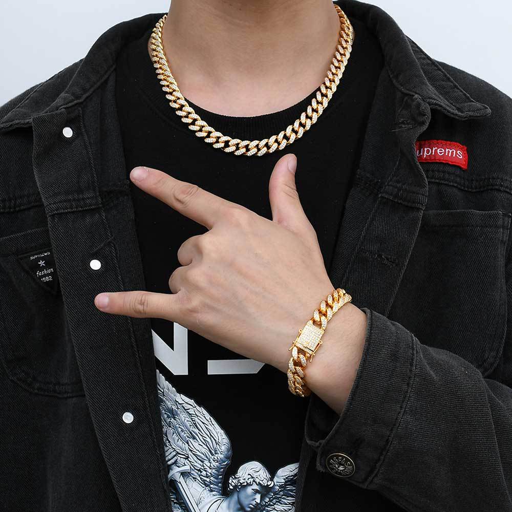 Big Starz 12mm Full Diamond Cuban Chain — Gold Plated alternate view