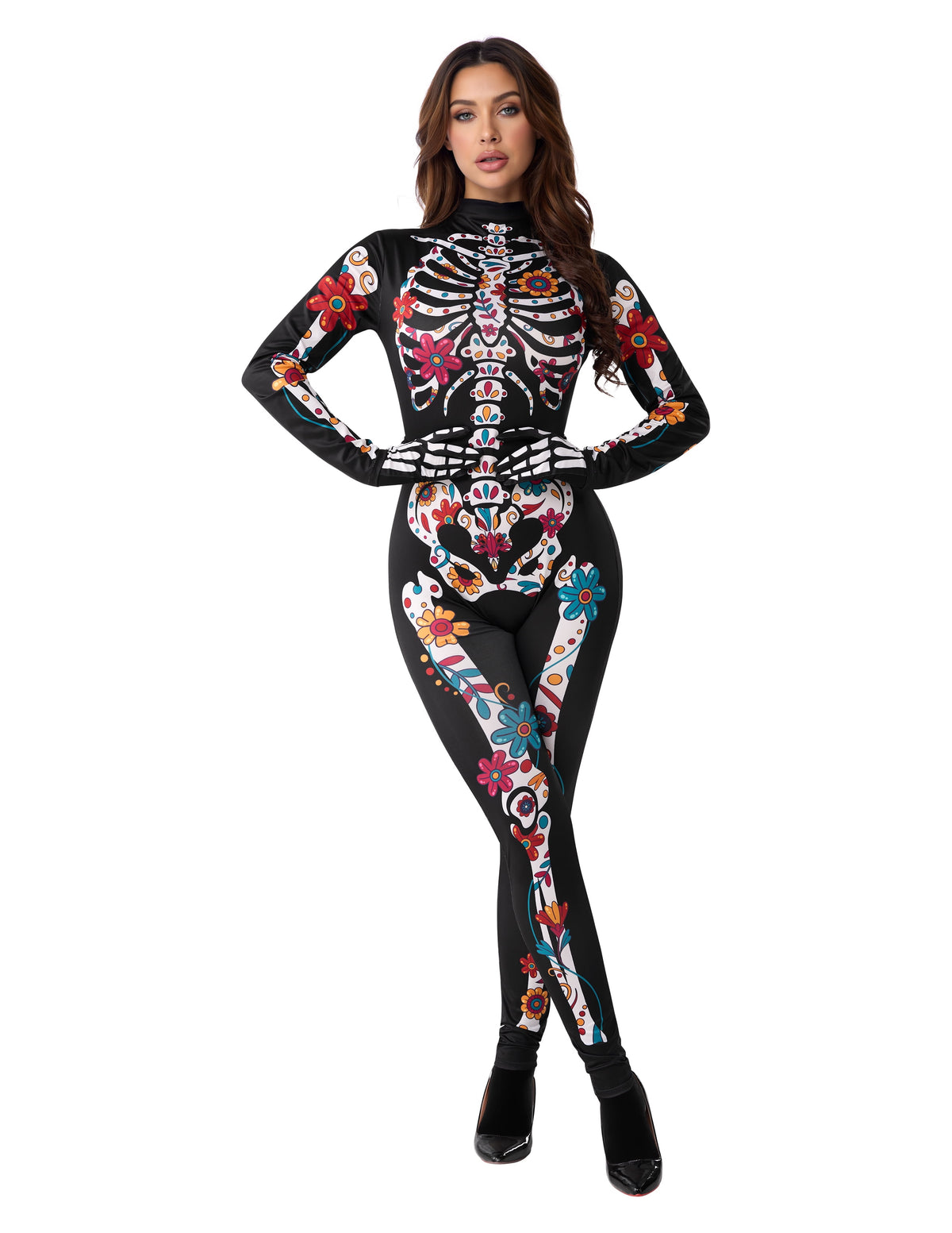 Bad Spirit Floral Skeleton Costume for Skeleton Bone — Women's