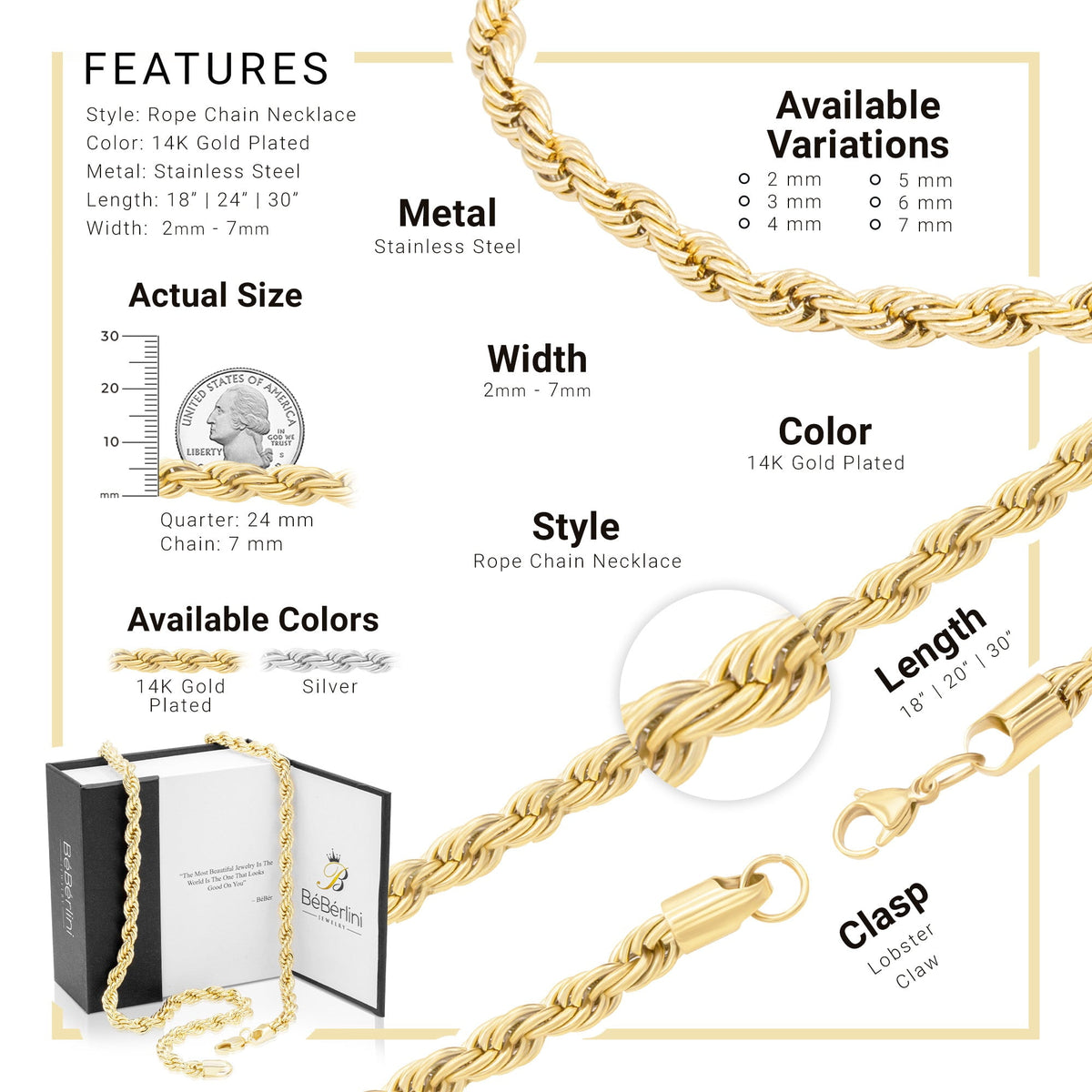 Big Starz 4mm Rope Chain Necklace — 14K Gold Plated