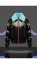 Patent Leather Subway Bomber Jacket