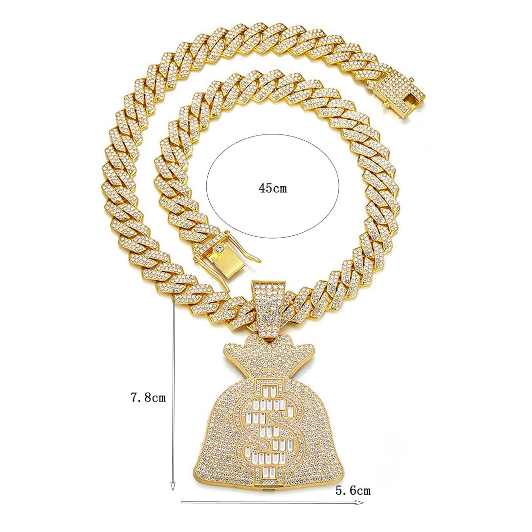 Big Starz Money Bag Pendant & Cuban Chain — Iced