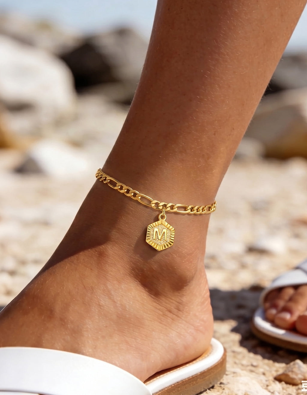 Big Starz Initial Ankle Bracelet — 14K Gold Plated Cuban Link