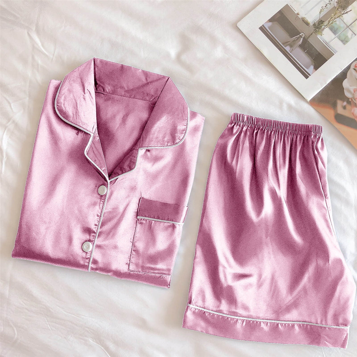 Big Starz Silky Satin Pajama Two-Piece Loungewear Set