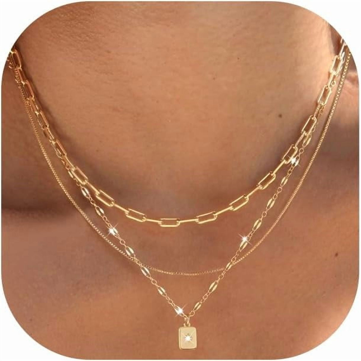Big Starz Layered Box Chain Necklace Set — 3 Piece
