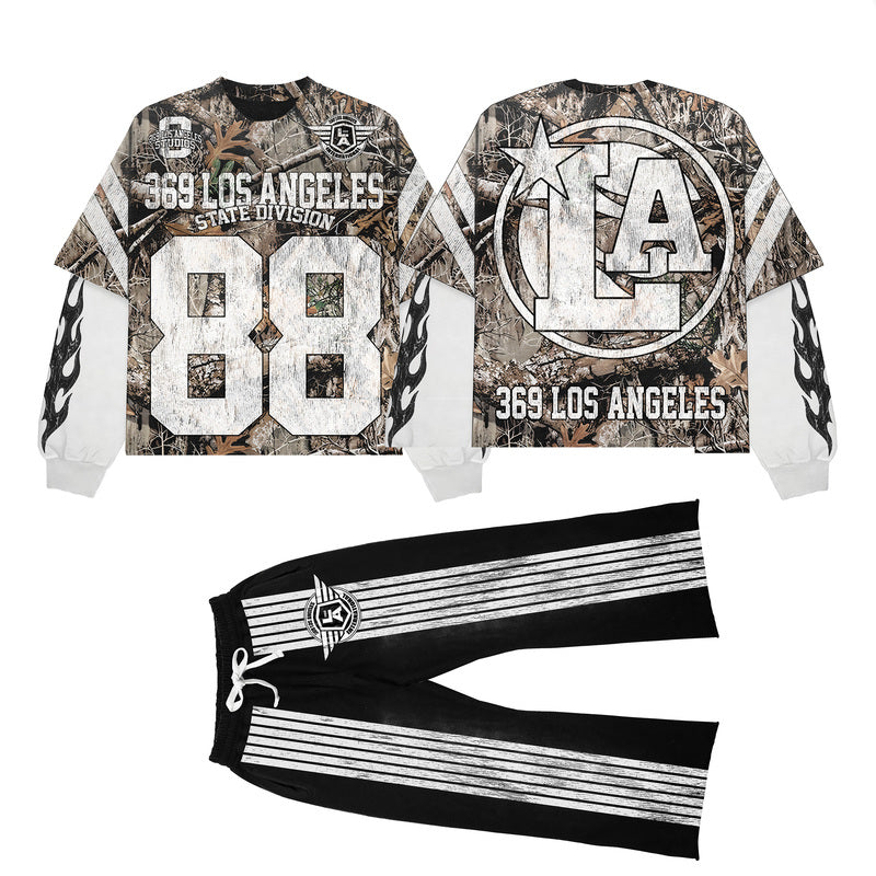 Street Issue Woodland Camo Streetwear Graphic Layered Tee — Men's