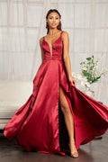 Illusion sweetheart neckline satin a line dress w lace up back GLGL3039