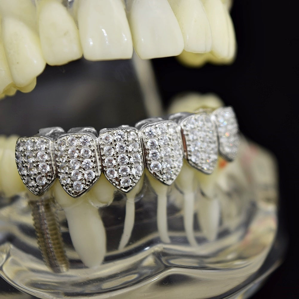 Big Starz Flooded Bottom Grillz — Silver Tone