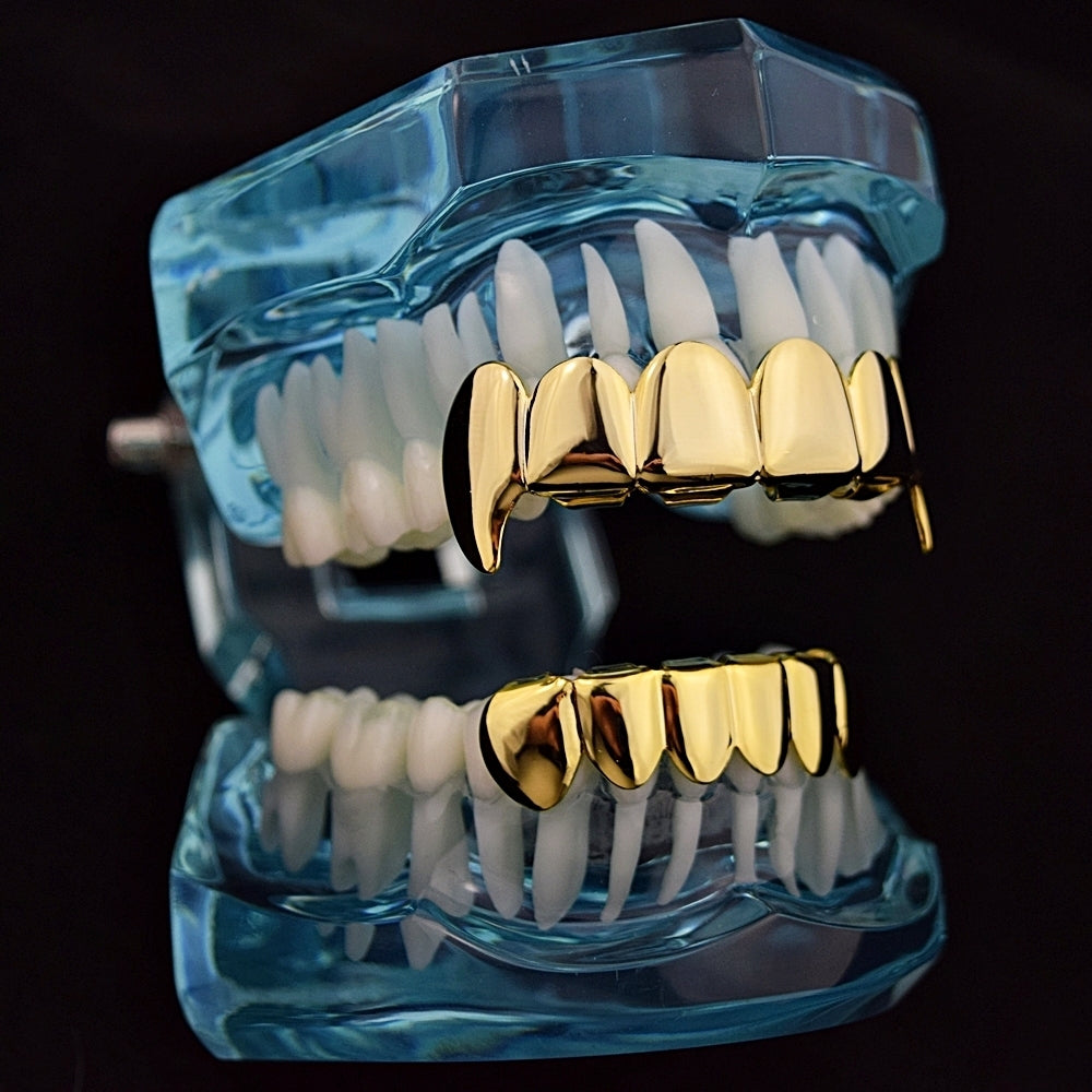 Open Face 14K Gold-Plated Fang Grillz