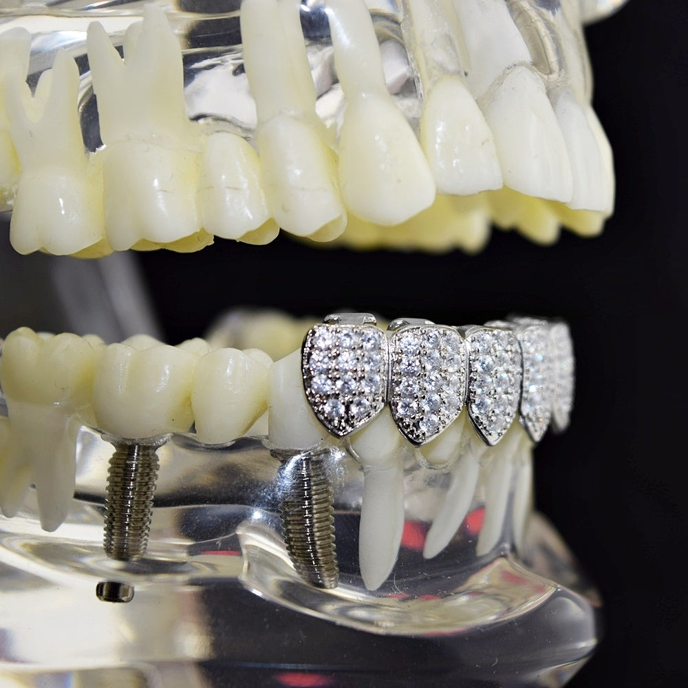 Big Starz Flooded Bottom Grillz — Silver Tone
