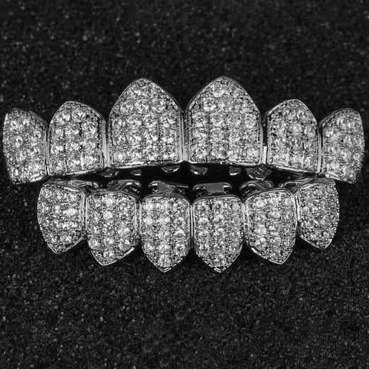 Big Starz Grillz Set — 18K White Gold Plated, Top & Bottom