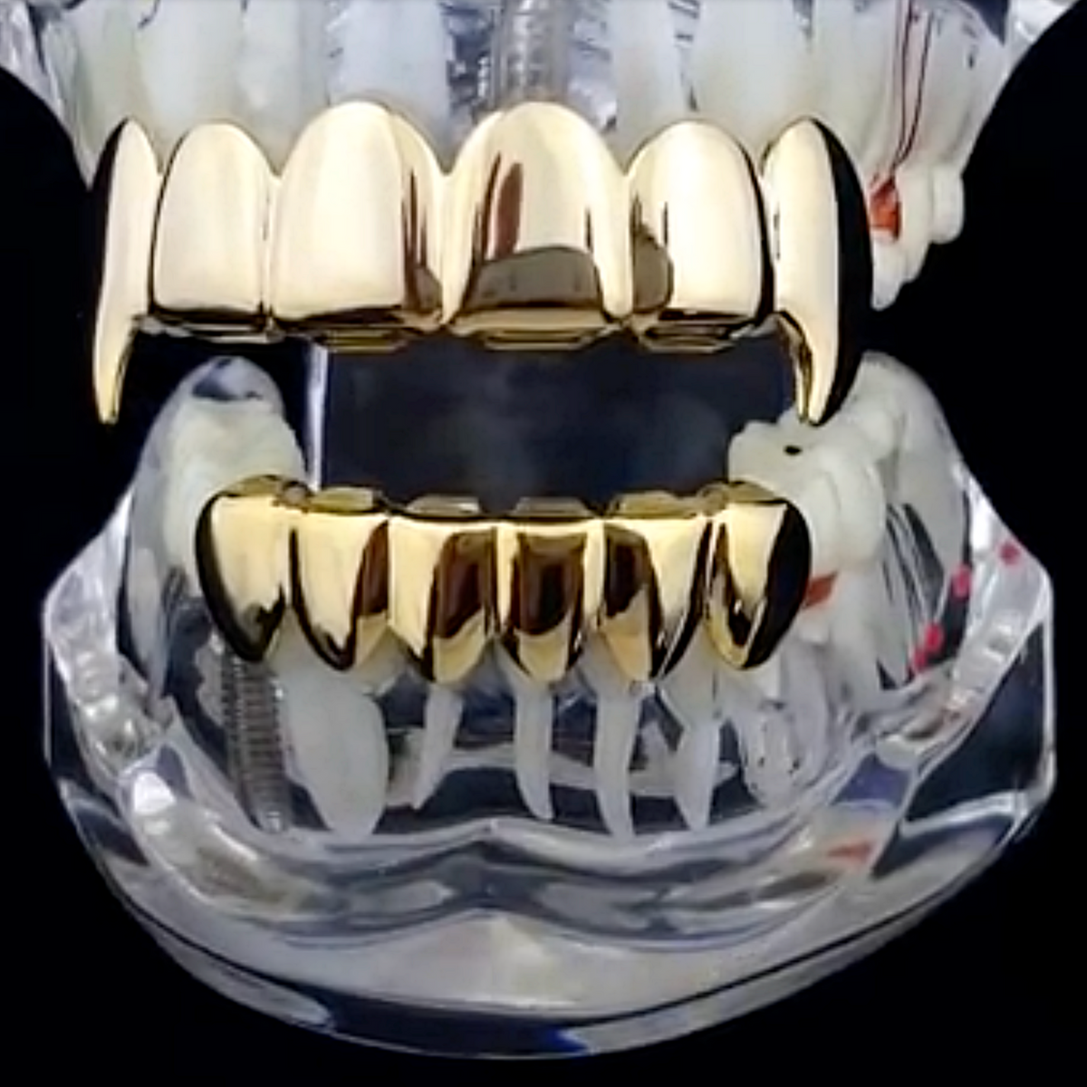 Open Face 14K Gold-Plated Fang Grillz