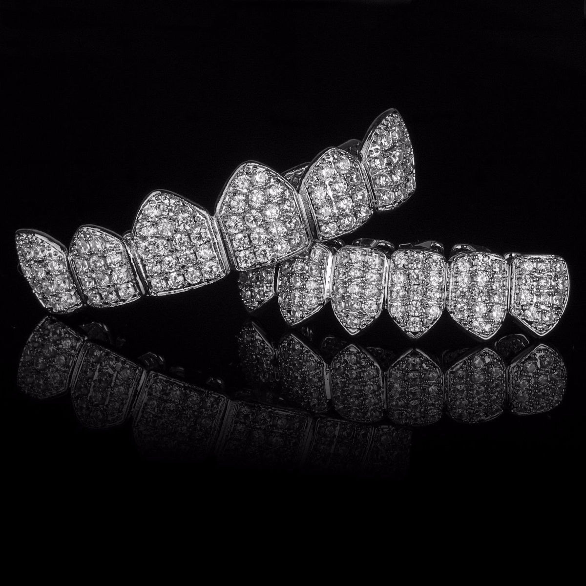 Big Starz Grillz Set — 18K White Gold Plated, Top & Bottom