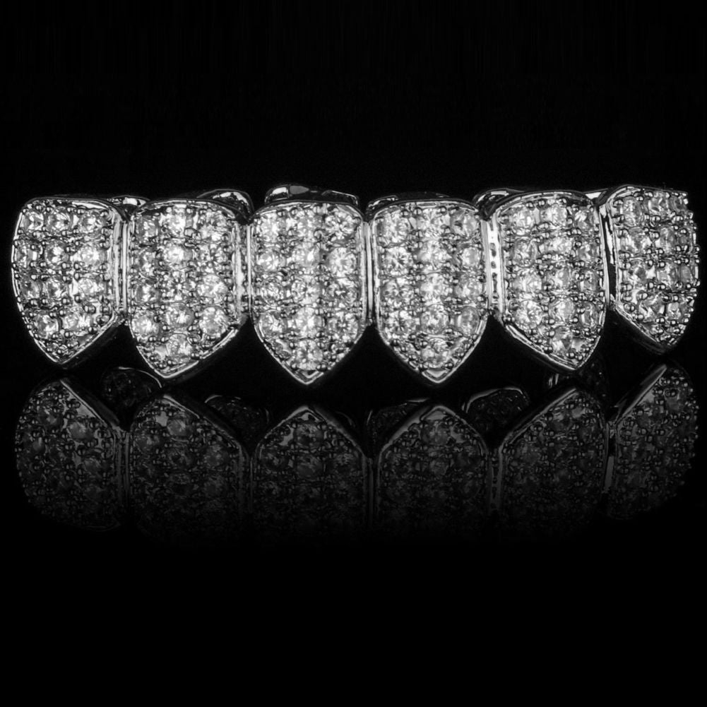 Big Starz Grillz Set — 18K White Gold Plated, Top & Bottom