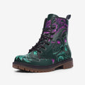 Kick Game Skulls And Flowers Leather Combat Boots — Men's