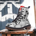 Heavy Sole White Skull Gothic Punk Combat Boots — Men's